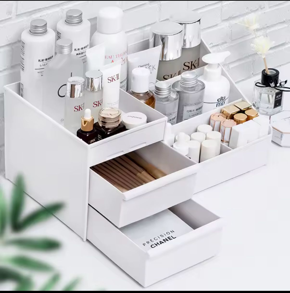 1pc white Drawer makeup storage