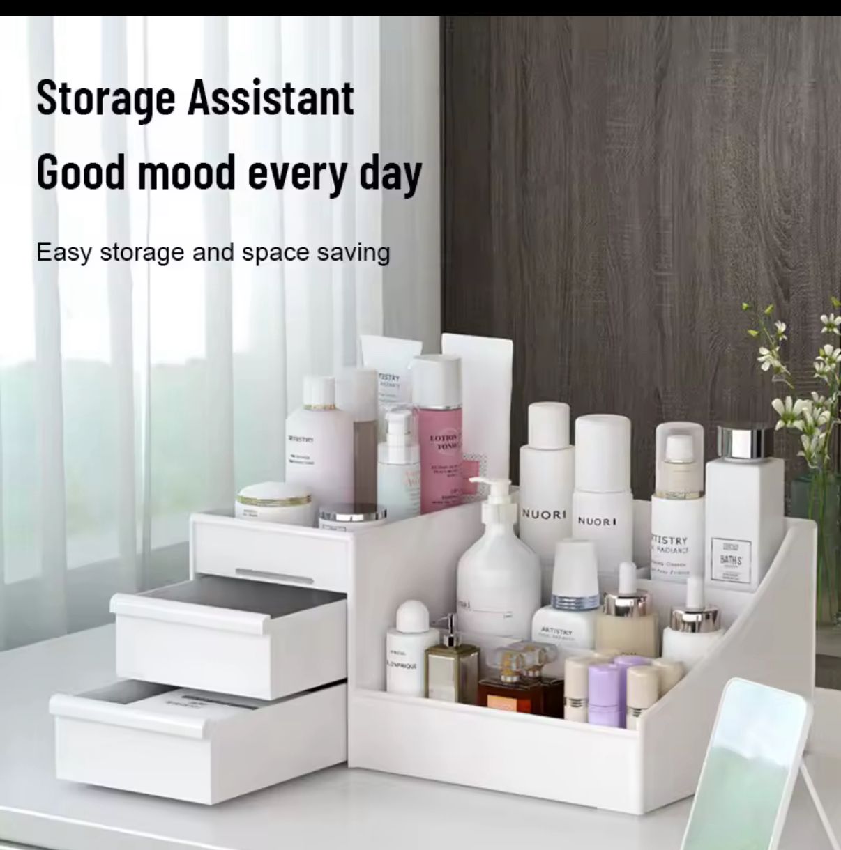 1pc white Drawer makeup storage